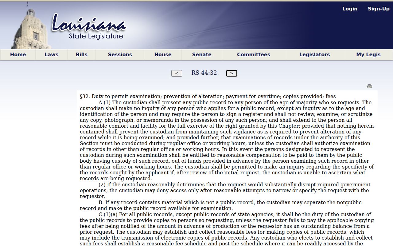 Madison Parish court records Louisiana public records copying rule