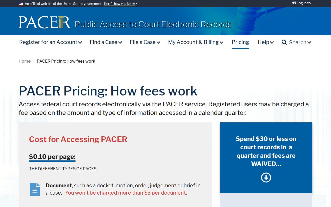 Madison Parish court records PACER federal docket fee information