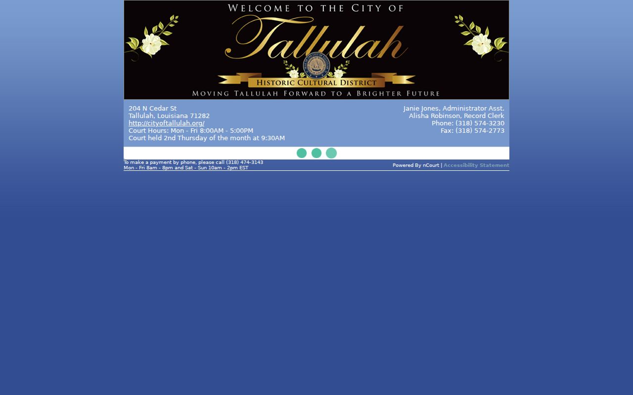 Tallulah court docket Mayor&rsquo;s Court payment and calendar information